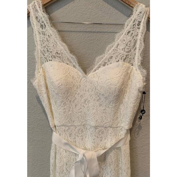 ADRIANNA PAPELL Sleeveless Lace Overlay Illusion Gown Size US/14 - Picture 7 of 11